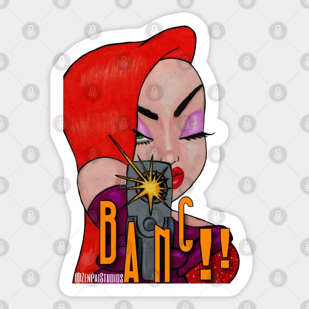 Jessica Rabbit II Sticker by Zenpaistudios